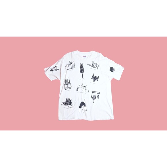 1990s STUDIO ROJA. Joe Crabtree CATS All Over Short Sleeve T Shirt. L-XL - Picture 2 of 13